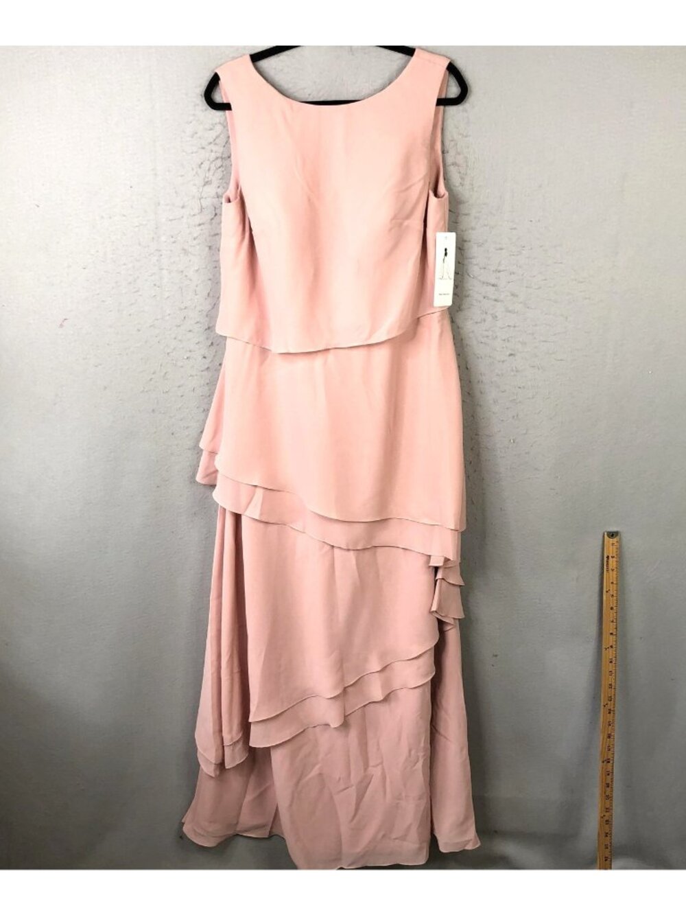 Bridesmaid Dress Womens 16 Pink Sleeveless Layered Chiffon Formal Corset Back - Picture 1 of 16